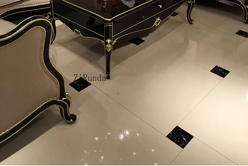 Living room coffee table Luxury solid wood carved living room coffee table side table Ebony color complete furniture