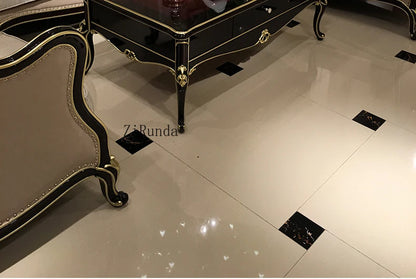 Living room coffee table Luxury solid wood carved living room coffee table side table Ebony color complete furniture