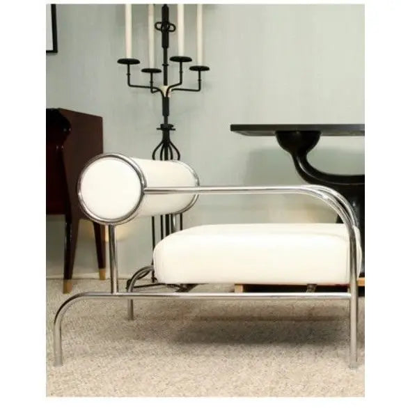 Nordic Light Luxury Single Sofa Chair Medieval Designer Stainless Steel Living Room Simple and Fashionable Backrest Chair