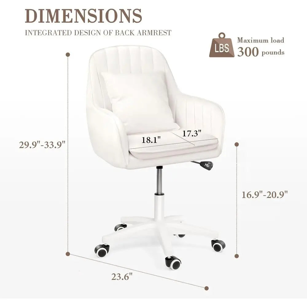 Swivel Rolling Desk Chair with Wheels, Upholstered Makeup Chair for Women Girls, Computer Task Chair or Bedroom Living Room Offi