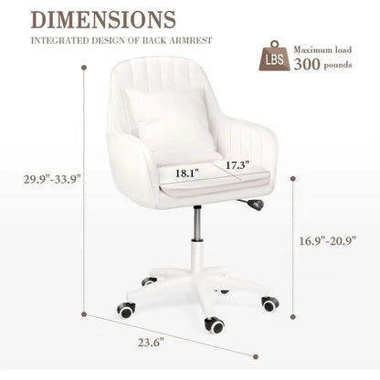 Swivel Rolling Desk Chair with Wheels, Upholstered Makeup Chair for Women Girls, Computer Task Chair or Bedroom Living Room Offi