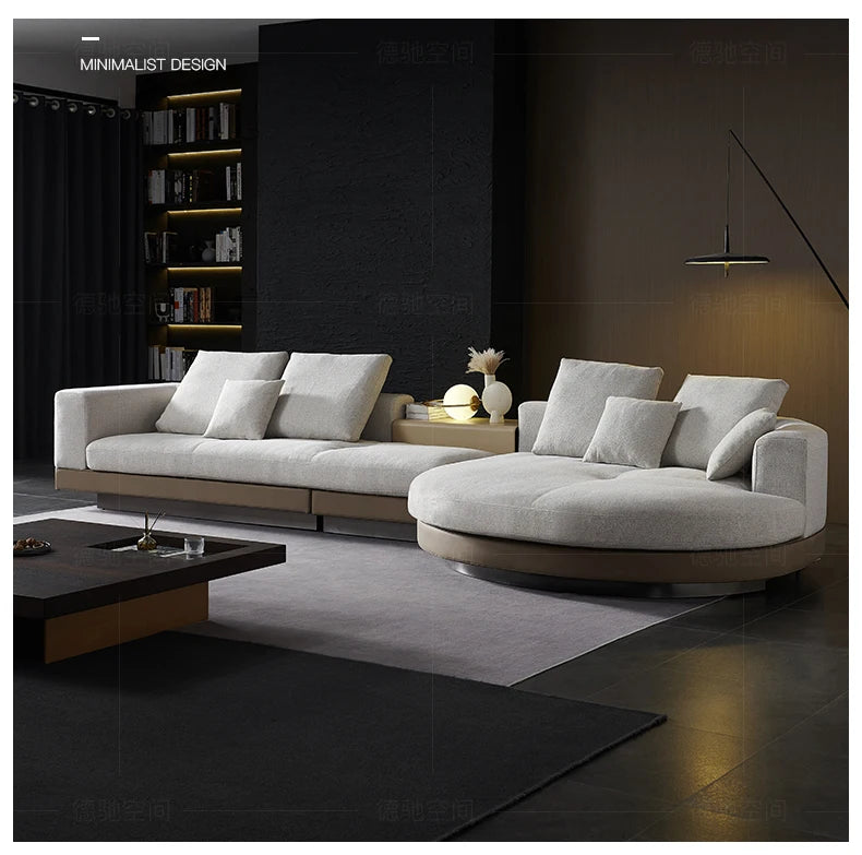 Italian Couch  For Living Room Minimalist Cotton And Linen Fabric Sectional Sofa Large Flat Floor Designer Living Room Sofas
