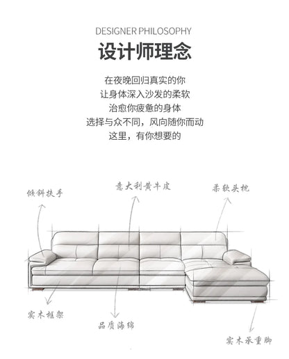 Italian leather, simple size apartment, sofa combination