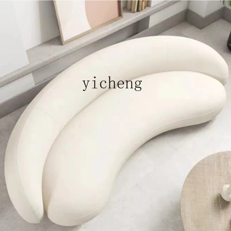 Q4  Light Luxury Velvet Curved Sofa Beauty Salon Clothing Store Moon-Shaped Sofa