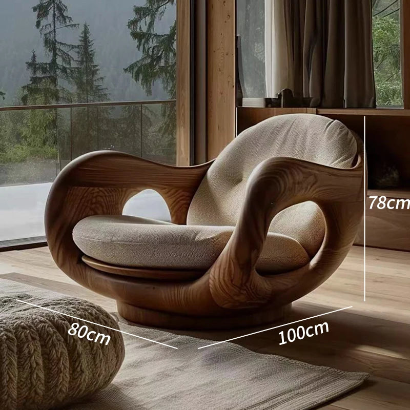 Sofa chair designer creative single log living room study Italian minimalist recliner