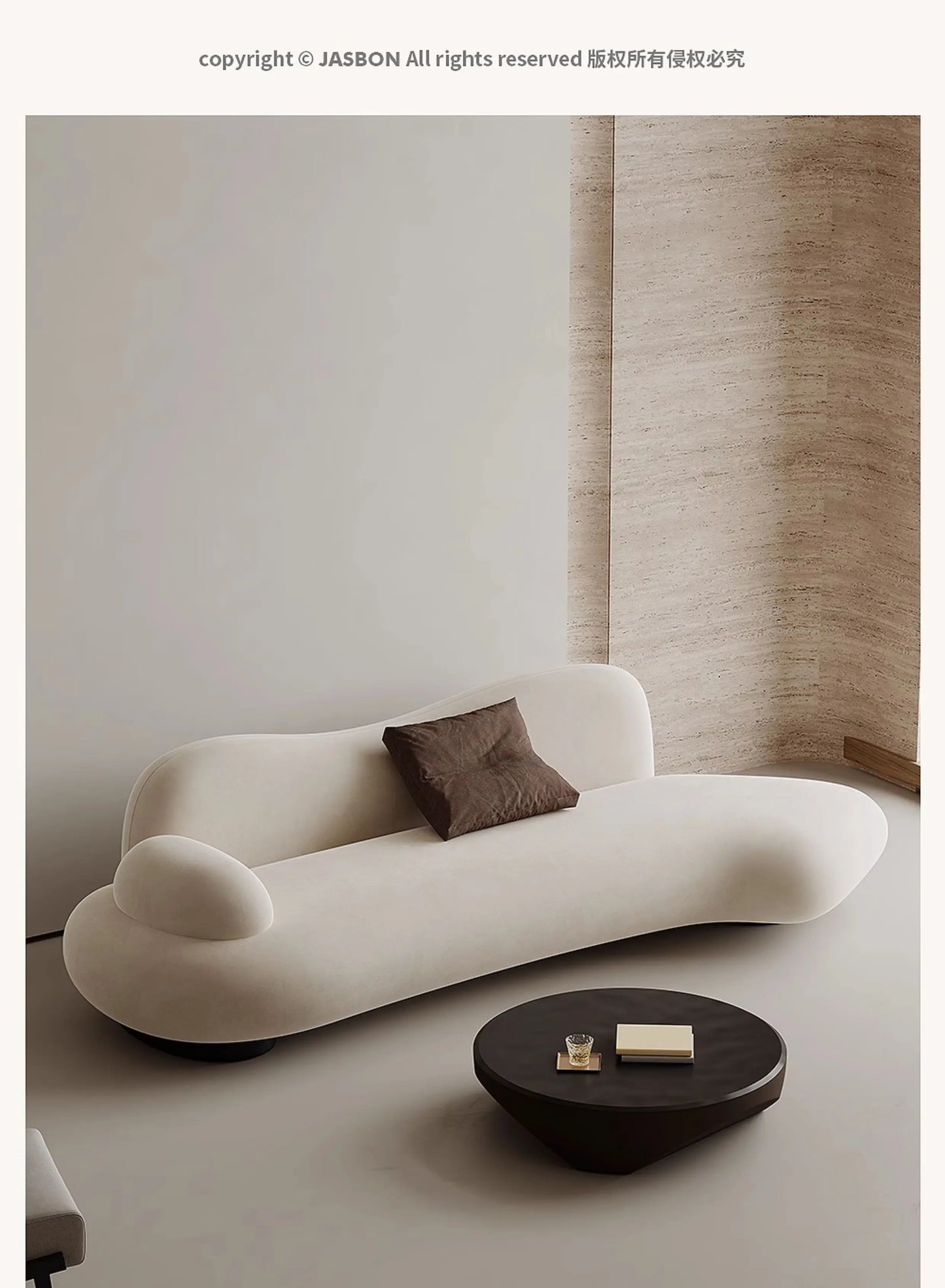 Fabric sofa curved living room size apartment Italian minimalist designer