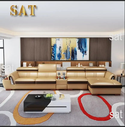 A New Design Fashion Leather and Cloth Combination Furniture Living Room Sofa