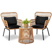 Piece Outdoor Wicker Furniture Bistro Set, Rattan Chairs Conversation Sets Wicker Patio Furniture for Balcony Poolside Backyard