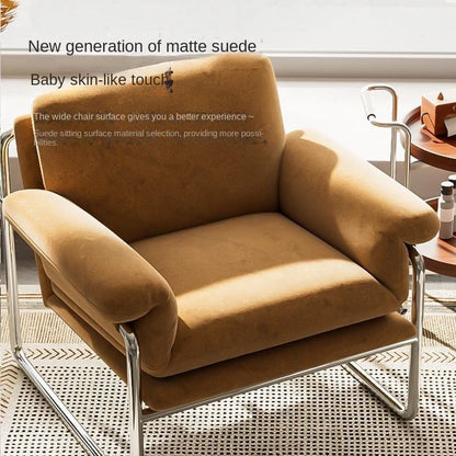 Bauhaus Antique Style Stainless Steel Designer Sofa Chair Living Room Home Balcony Leisure Recliner Negotiation Chair