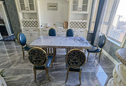 Luxury stainless steel dining chairs, modern home furniture, simple metal back chairs, kitchen fabric dining chairs