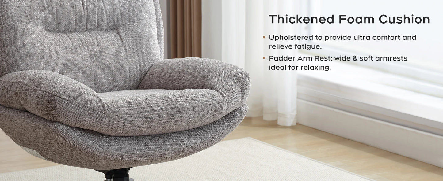 TODRANI 360° Swiveling Tilting Chenille Accent Chair with Ottoman Comfy Modern Armchair for Living Room Reading TV Lounge Chair