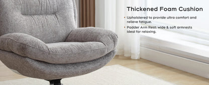 TODRANI 360° Swiveling Tilting Chenille Accent Chair with Ottoman Comfy Modern Armchair for Living Room Reading TV Lounge Chair