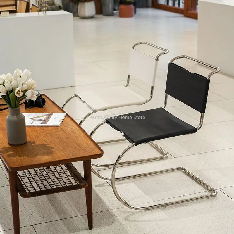 Nordic Minimalist Stainless Steel Dining Chair Armless Modern Simple Antique Furniture Wind Back Chair