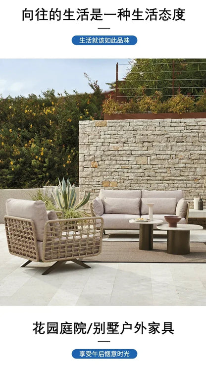 New arrive Nordic outdoor sofa rainproof rattan cafe courtyard hotel garden leisure card seat combination420