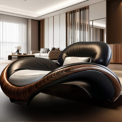 Living room leather ingot chair Italian minimalist villa large flat floor light luxury villa new Chinese modern single sofa