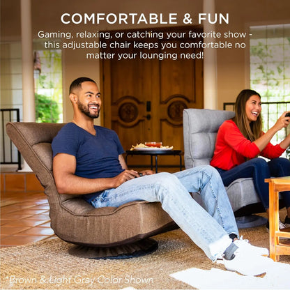 Reclining Folding Floor Gaming Chair for Home,Office,Lounging,Reading w/360-Degree Swivel,4 Adjustable Positions,Tufted Cushions