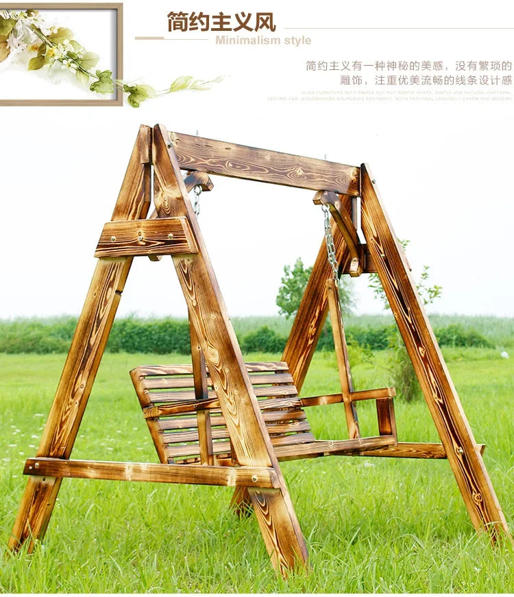 Advanced Wooden Patio Swings Balcony Villa Courtyard Fashion Patio Swings Hotel Simplicity Outdoor Furniture Columpiar Lsqq