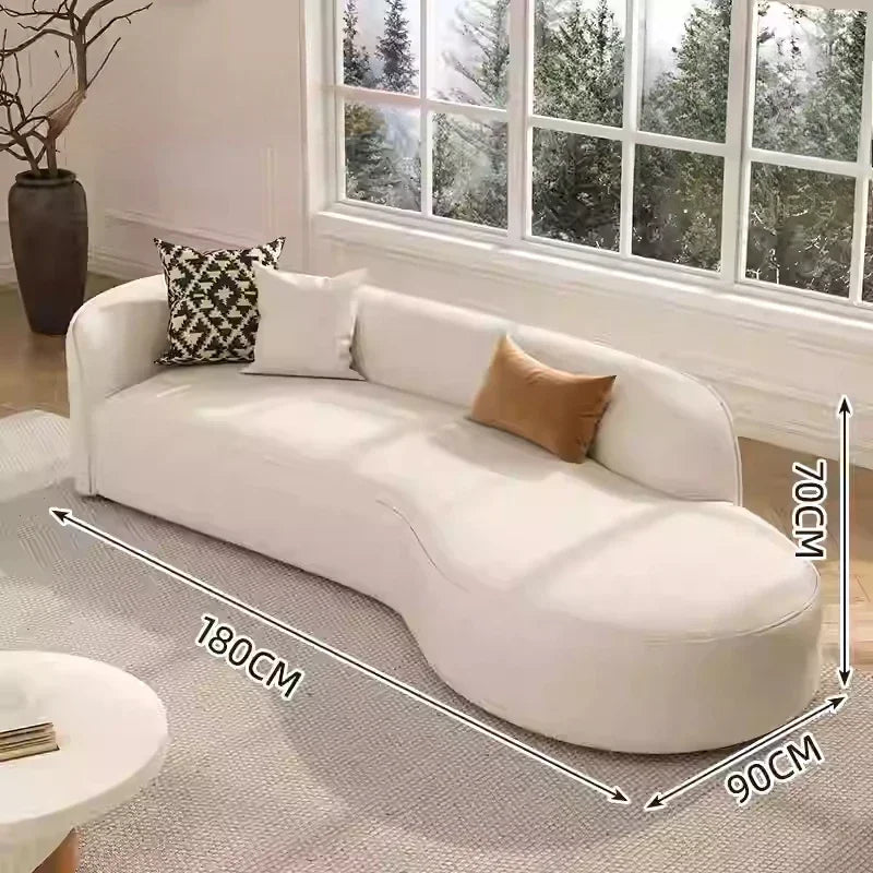 Modern Relaxing Curved Reception Cream Aesthetics Simple Living Room Sofa Minimalist Rest Light Luxury Muebles Home Furniture