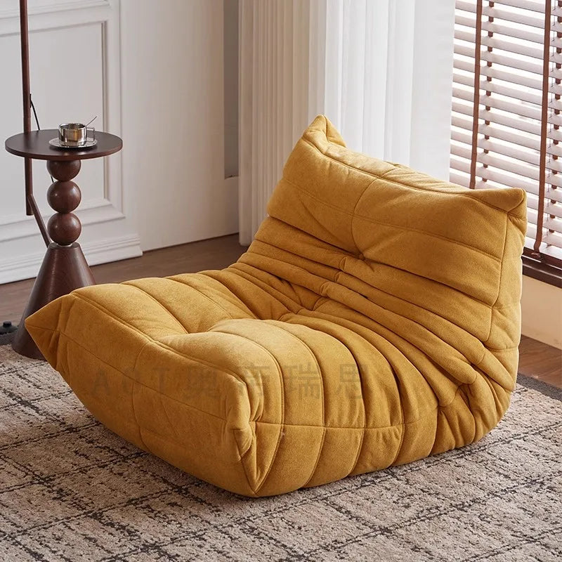 Caterpillar Sofa Togo Balcony Leisure Single Chair Fabric Down Can Lie Down And Sleep Cream Lying Lazy Sofa