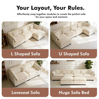 Sectional Couch, Comfy Cloud Modular Sectional Sofa, Deep Seat Modern Cloud Sofa, Modular Sofas for Living Room,, Customized
