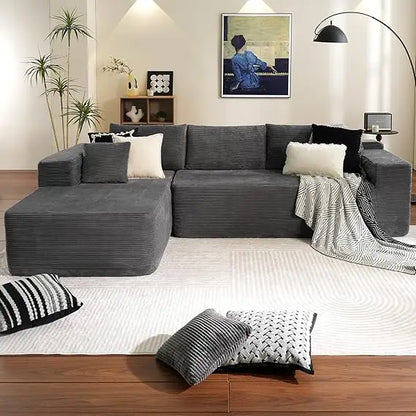 Modern Modular L-Shape Sectional Sofa with Deep Seating for Living Room and Bedroom, Cloud Sectional Couch with Chaise