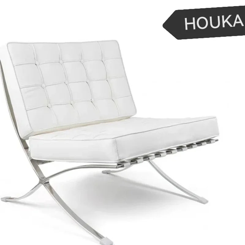 Comfortable Ergonomic Living Room Chair with Genuine Leather Backrest for Study, Cafe, and Gaming Use