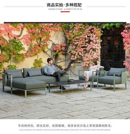 Outdoor stainless steel sofa Hotel sales office Terrace Dining table and chairs