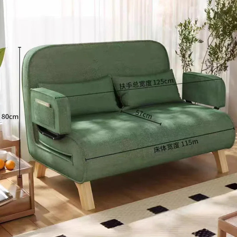 Dual-use, living room, small apartment, single, double, multi-person, solid wood legs, sofa, lazy, foldable, multi-functional