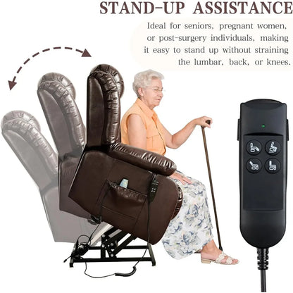 Infinite Position Lay Flat Lift Recliner Chair for Adults, Dual Motor Power Lift Chair for Elderly with Massage & Heating,