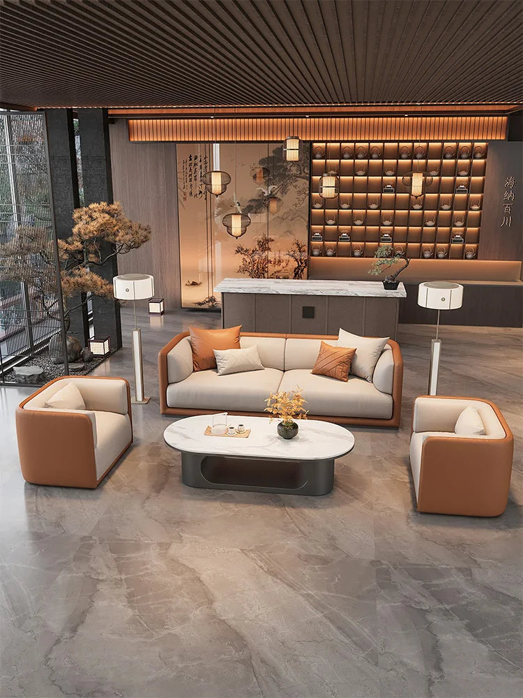 Nordic, light luxury, leisure, hotel, lobby, reception, sofa, combination