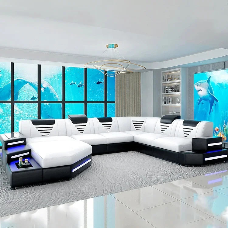 For Customizable Wholesale Leather Sofa Bed 7 Seater Sectional Couch Sofa Set Bed