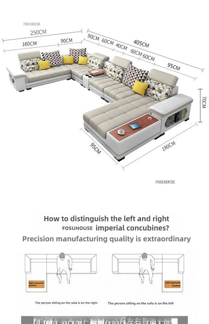 Luxury U-Shape Tech Fabric Living Room Sofas Sets with USB Villa Recliner Sofas Design Modularity Sofa for Living Room Furniture