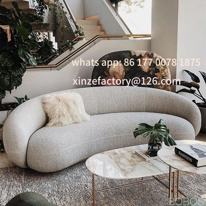 Customizable Curved Triple Sofa Combination Living Room Shaped Lamb Fleece Sofa