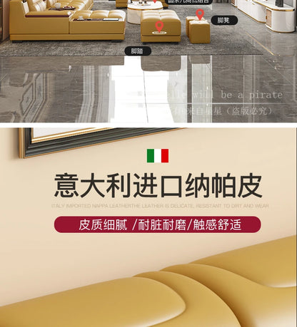Leather Sofa Modern Simple Living Room Small Apartment Latex Storage Top Layer Leather Sofa