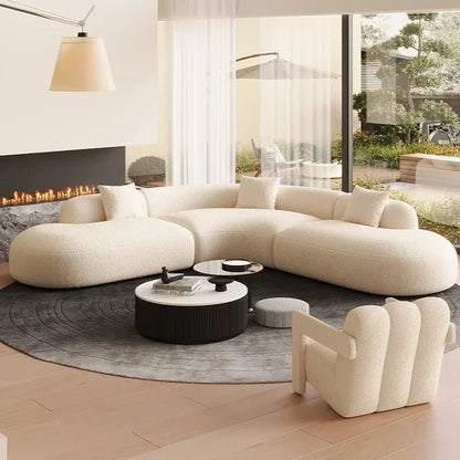 Curved Individual Living Room Sofas Corner Recliner Luxury Nordic Sofas Modern Cloud Single Floor Designer Wood Divano Furniture