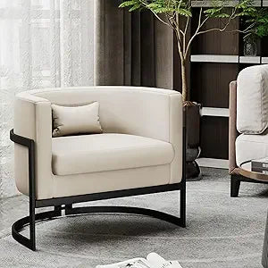 Upholstered Velvet Accent Chair Barrel Chairs Modern Living Room Armchair, Mid Century Lounge Chairs Sofa Tub Bucket Club Chair