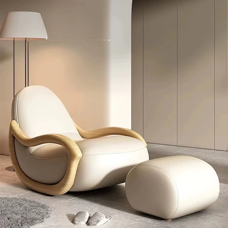 Italian Living Room Chair, Simple White Design, Lazy Designer Recliner, Comfy Armchair Sofa, Fauteuil Salon Home Furniture