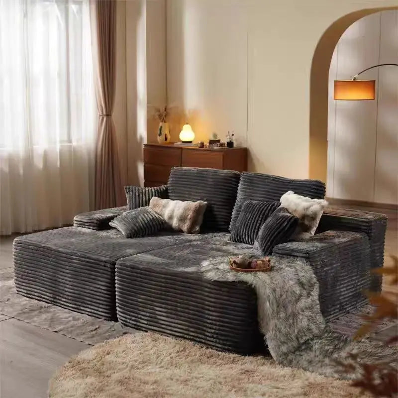 Vacuum Compression Sofa, Sofa Block Combination Fabric Sofa, Living Room Sofa Bed, 2 Pieces of The Same Color Sofa