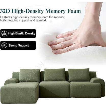189" Boneless Couches for Living Room, L-Shaped 6-Seat Sofa Modular Sectional Sofa