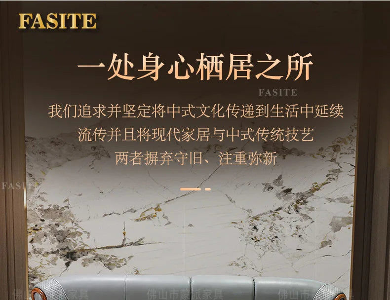 New Chinese black gold wood leather sofa high-end luxury villa living room simple concubine corner household solid wood