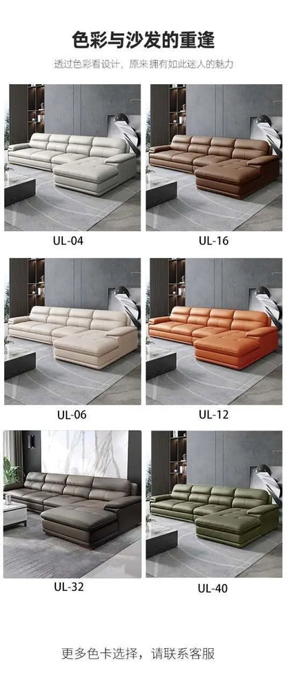 Italian leather sofa modern simple living room left and right concubine small apartment Nordic leather sofa combination