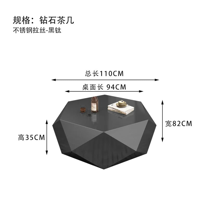 High-end living room home designer light luxury modern minimalist special-shaped stainless steel diamond coffee table