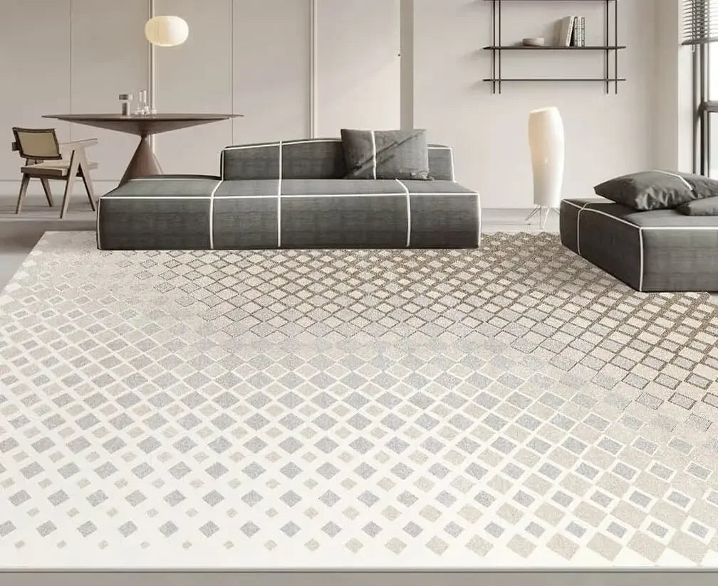 Modern White Minimalism Large Living Room Carpet Light Luxury Beige Decoration Bedroom Carpet Soft Lounge Rug Washable Floor Mat