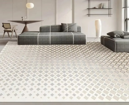 Modern White Minimalism Large Living Room Carpet Light Luxury Beige Decoration Bedroom Carpet Soft Lounge Rug Washable Floor Mat