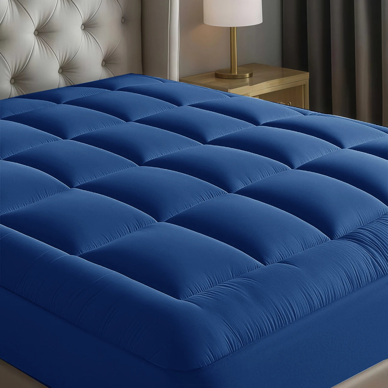 Cloud-Like Mattress Topper, Mattress Pad for Back Pain Relief, Breathable Quilted Fitted Mattress Protector for Hot Sleepers