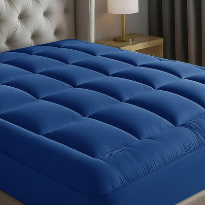 Cloud-Like Mattress Topper, Mattress Pad for Back Pain Relief, Breathable Quilted Fitted Mattress Protector for Hot Sleepers