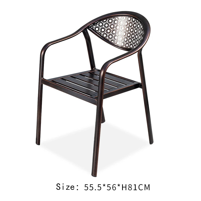 All Aluminum Bistro Chairs Set of 2 Metal Outdoor Chair with Armrests Weatherproof Patio Chair for Garden Backyard Balcony