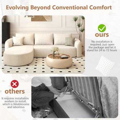 111" Modular Sectional Couches Luxury Modern Curved Back Sofa,Minimalist Comfy L-Shape Boneless Cloud Couch for, Customized