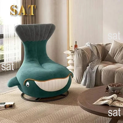 #Shark Model Living Room Sofa Chair Fabric Upholstered Velvet Children's Swivel Lounge Chair