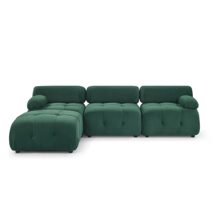Modular Sectional Sofa Button Tufted Designed and DIY Combination L Shaped Couch with Reversible Ottoman Green Velvet